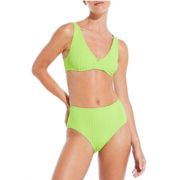 SOLID & STRIPED the beverly ribbed bikini in lime green size large - Picture 4 of 10